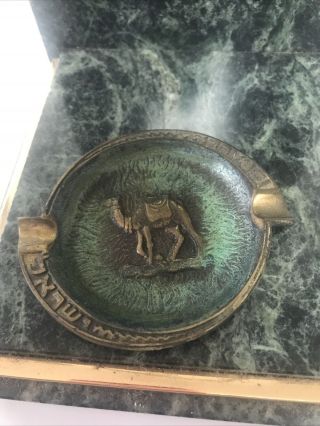 Vintage Brass Small Ashtray Made In Israel - Camel Engraved Image (b19)