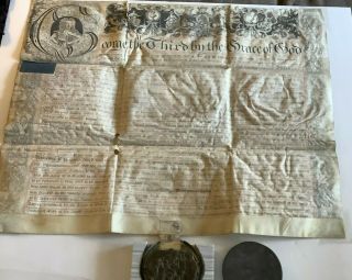 English Letters Patent Issued King George Iii 1776 On Vellum With Royal Wax Seal