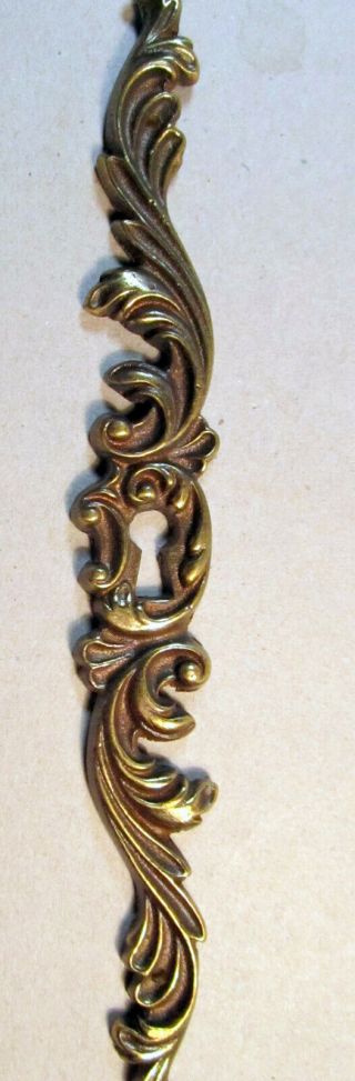 Key Hole Escutcheon Plate Tall Ornate Scroll Work Antique Brass Cast Metal A253