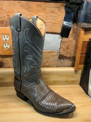 Vintage Tony Lama Lizard Cowboy Boots 10.  5 E Wide Mens Leather Rodeo Style 8117