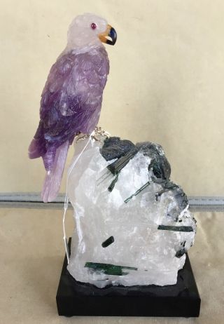 Amethyst Falcon On Tourmaline Crystal In Quartz 8 1/2  - Peter Muller