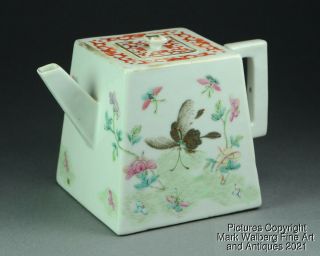 Chinese Famille Rose Porcelain Teapot,  Butterflies,  Late 19th To Early 20th C.