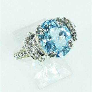 Vintage Judith Ripka Sterling Silver Blue Topaz Diamonique Cz Ring Size 8
