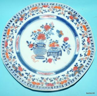 ANTIQUE CHINESE EXPORT PORCELAIN FAMILLE ROSE QIANLONG CLOBBERED WARE PLATES 3