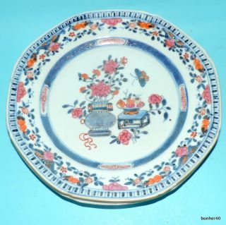 ANTIQUE CHINESE EXPORT PORCELAIN FAMILLE ROSE QIANLONG CLOBBERED WARE PLATES 4