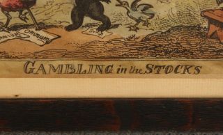 1814 George Cruikshank British GAMBLING STOCKS Satire Political Cartoon Etching 5