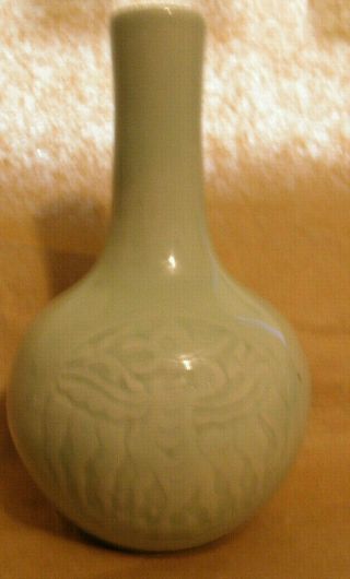 Chinese Celadon Bottle Vase With Incised Phoenix Medallion,  Yongzheng