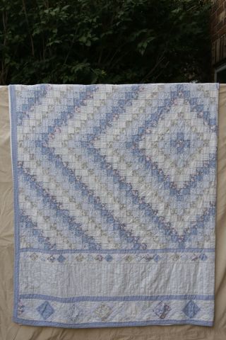 Jc Penney’s Vintage 116x102 King Handmade Stitched Quilt Blanket Cotton Blue