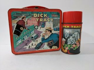 Vintage 1967 Dick Tracy Comic Aladdin Lunch Box With Thermos Rare