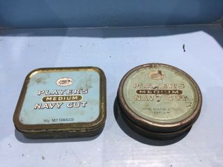 Vintage Tobacco Tins Players Medium Navy Cut Round And Rectangular