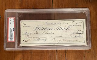 President Benjamin Harrison 1887 Bank Check Signed - Great Autograph Psa 8