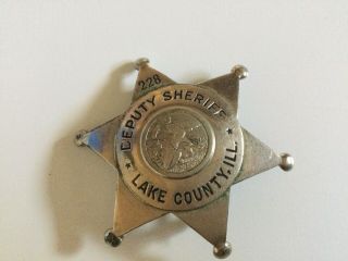 Vintage Obsolete Deputy Sheriff Lake County Ill.  Badge 1.  5”x2”