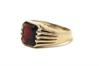 Lovely Heavy Vintage Art Deco Style 9ct Yellow Gold 375 Garnet Ring 5.  4g 202