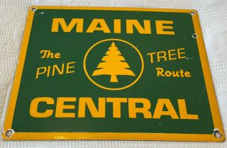 Vintage Maine Central Railroad Company Porcelain Sign Gas Station Pump Motor Oil