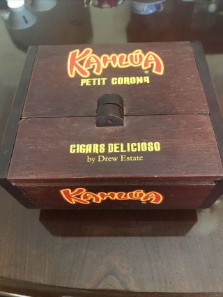 Kahlua Wooden Footed Cigar Box Petit Corona Cigars Delicioso By Drew Estate