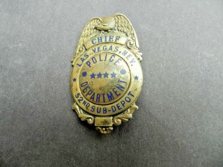Rare Sterling L.  A.  Stamp & Co.  Las Vegas,  Nv Police Chief Obselete Badge,  Nr