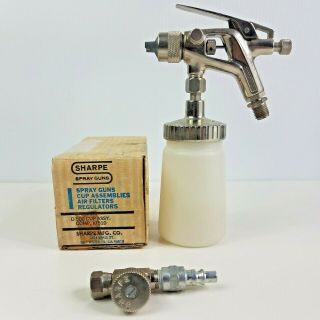 Vtg Sharpe Model D - 5 - 55 Detail Spray Gun And D - 500 Cup Assembly Made In Usa