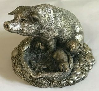 Country Artists Pig With Piglets Sterling Silver Filled Boxed 1992,  388 Grams