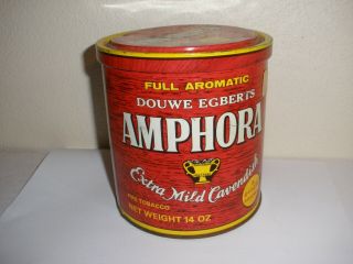 Vintage Douwe Egberts Amphora Pipe Tobacco Extra Mild Red Cavendish Tin Can 14oz