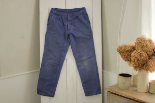 Pants Blue Vintage French Cotton Travaille Bleus Work Wear Denim 32 Inch Waist