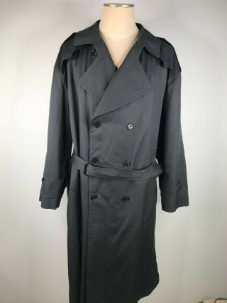 Vintage Christian Dior Monsieur Trench Coat Jacket Mens 46 R Black Wool Lined
