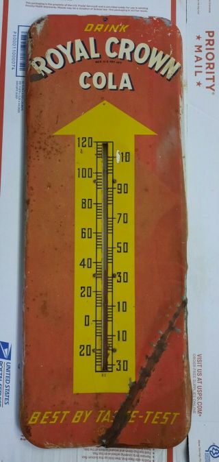 Large Vintage Authentic Royal Crown Rc Cola Thermometer In