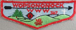 Oa Wopsononock Lodge 347 F1 First Flap Red Bdr.  Blair Bedford Area,  Pa (sewn) [t