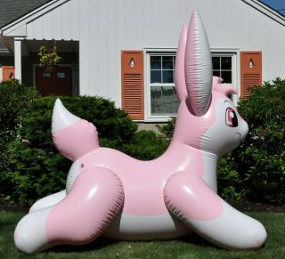 Inflatable Puffypaws Giant Pink Bunny Rabbit Over 6 Ft Tall Bouncy Toy Or Deco