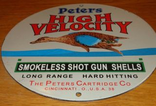 Vintage 1938 Peters Cartridge Smokeless Shot Gun Shells 10 " Porcelain Metal Sign