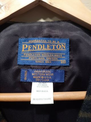 Pendleton Western Wear Mens Vest Vintage Aztec Wool M Blue Green 3