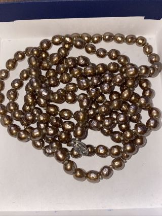 Vintage Miriam Haskell Champagne Pearl Necklace Opera Length ￼ 58”