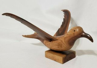 Vintage Wooden Carved Seagull Pitcairn Islands Sign And Stamped Anderson Warren