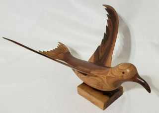 Vintage Wooden Carved Seagull Pitcairn Islands Sign and Stamped Anderson Warren 2