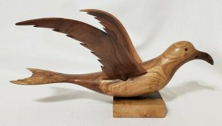 Vintage Wooden Carved Seagull Pitcairn Islands Sign and Stamped Anderson Warren 3