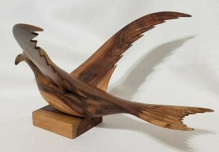 Vintage Wooden Carved Seagull Pitcairn Islands Sign and Stamped Anderson Warren 6
