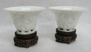 Wonderful Pair Antique Chinese White Porcelain Miniature Vase 