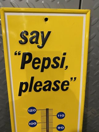 Vintage “Say Pepsi Please” Metal Thermometer Sign 2
