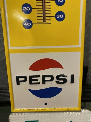 Vintage “Say Pepsi Please” Metal Thermometer Sign 3