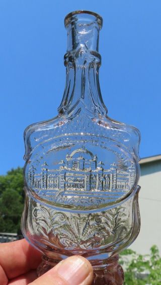 1876 Centenial Exhibition Clear Glass Flask Memorial Hall Bitters Sparkling