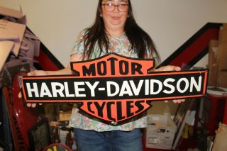 Harley Davidson Motorcycles Gas Oil 29 " Porcelain Metal Sign