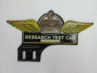 Vintage Standard Oil " Research Test Car " License Plate Topper