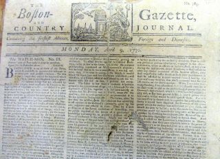 1770 Boston Gazette Newspaper Aftermath The Boston Massacre Battle O Golden Hill