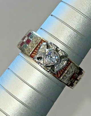 14k Gold Ebn Masonic Ring 5 Grams Size 6.  75 Virtus Jun Xit Mors Non Separabit