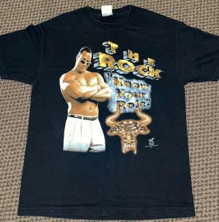 Vintage 1998 Titan Sports Wwf The Rock T Shirt Dwane Johnson Xl Know Your Role