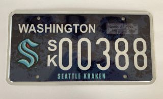 Seattle Kraken Nhl Hockey Team Washington Wa State License Plate Sk 00388