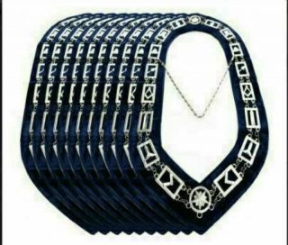 Silver Masonic Regalia Master Mason Blue Lodge Silver Metal 12 Chain Collar