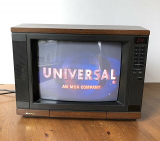 Vintage Mitsubishi Crt Color Tv Television 1985 14 " Gaming Woodgrain Cs - 1454r