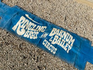 Vtg Ringling Bros Barnum Bailey Circus Carnival Canvas Tent Banner 2