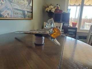 VINTAGE 1951 Pontiac Chieftain Gold Amber Lucite Chief Head Hood Ornament 3