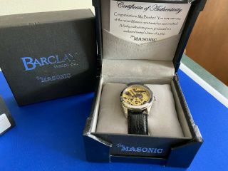 Barclay The Masonic Automatic Wrist Watch No.  682/2500 Signed And Rare